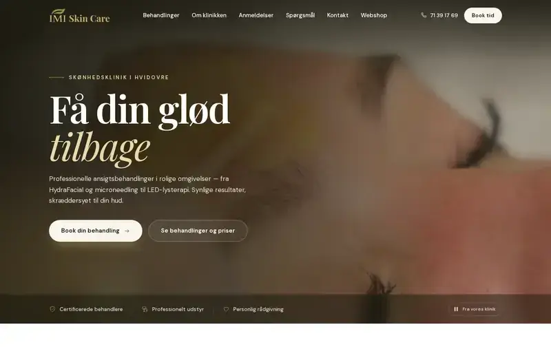 Hele forsiden af IMI Skin Care